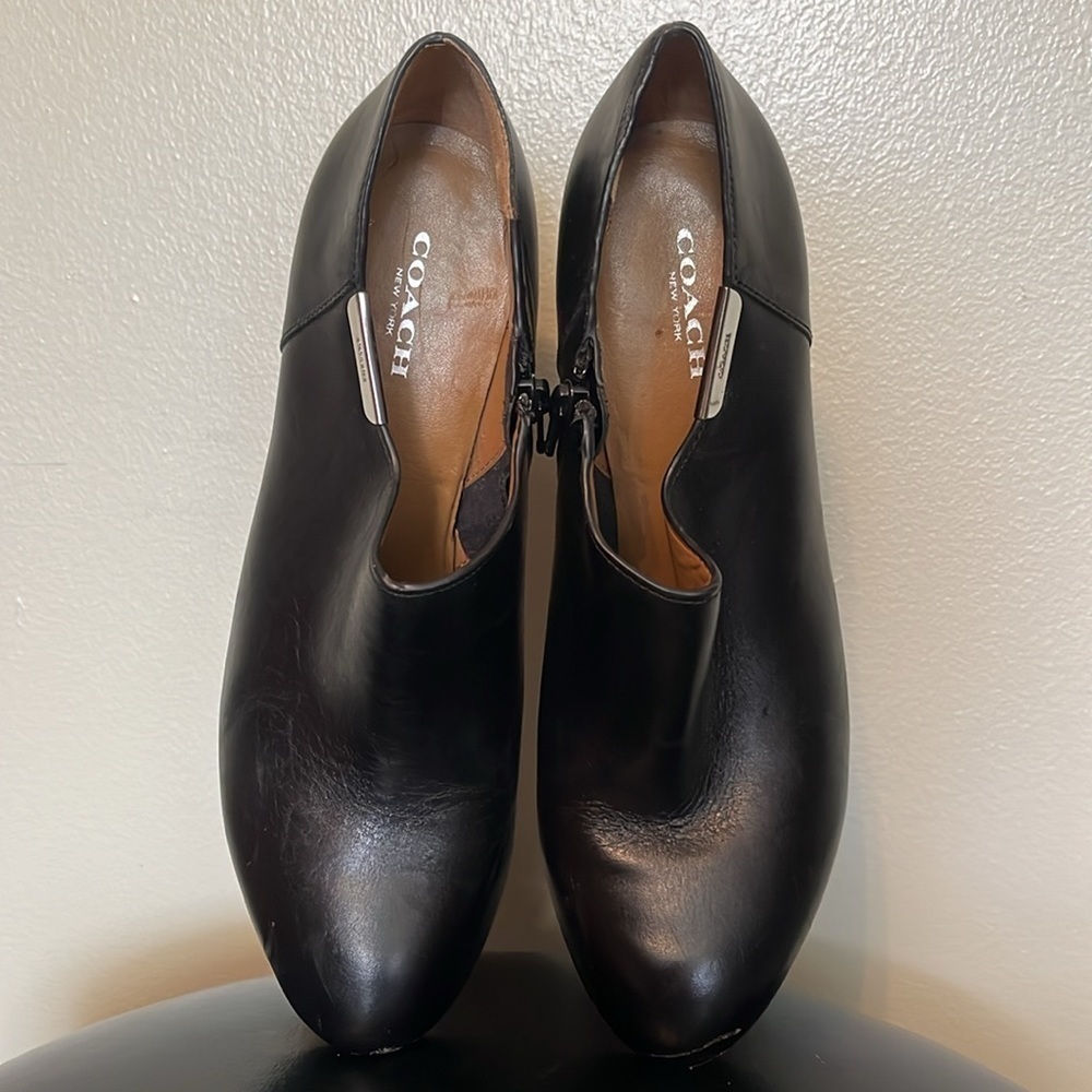 COACH Seneca Womens Side Zipped Round Toe Stiletto Heels Booties Black Leather - Picture 10 of 11